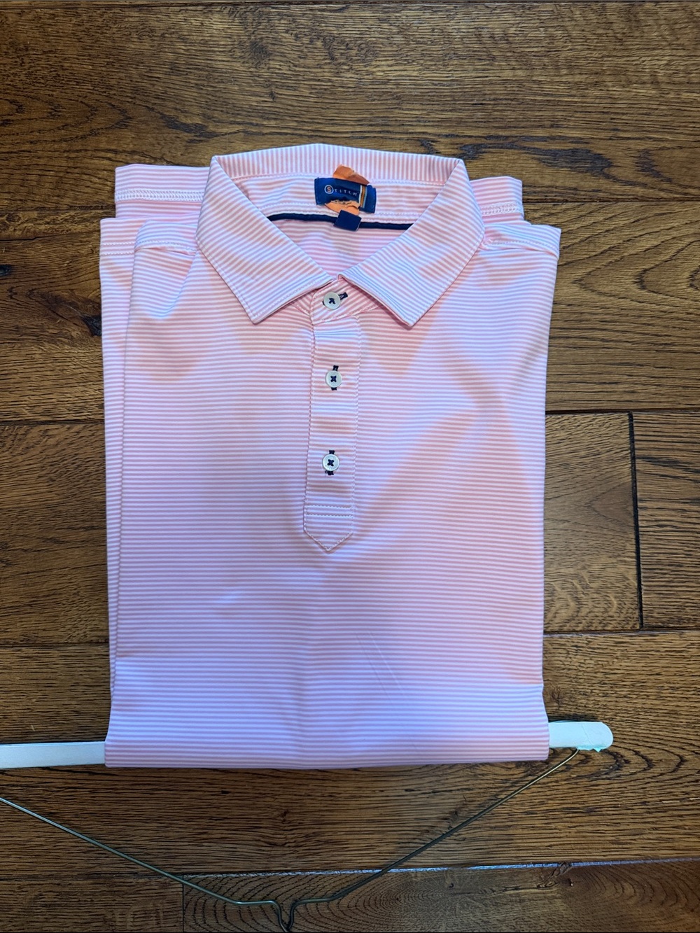 Men's Pink Striped Performance Polo Shirt